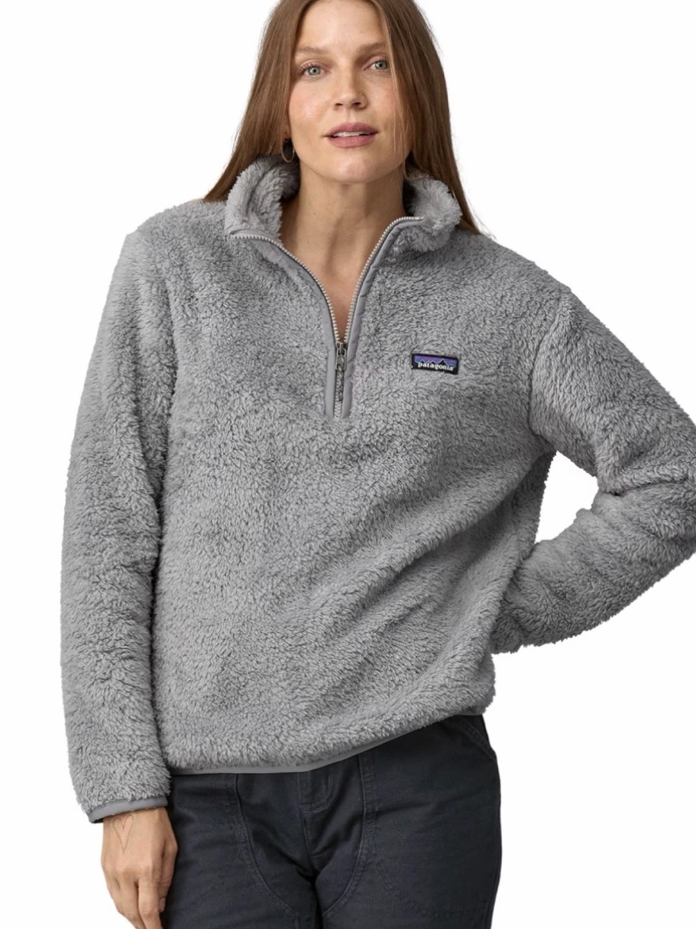Patagonia Men’s Light Gray Zip-Up Fleece Sweater. Medium